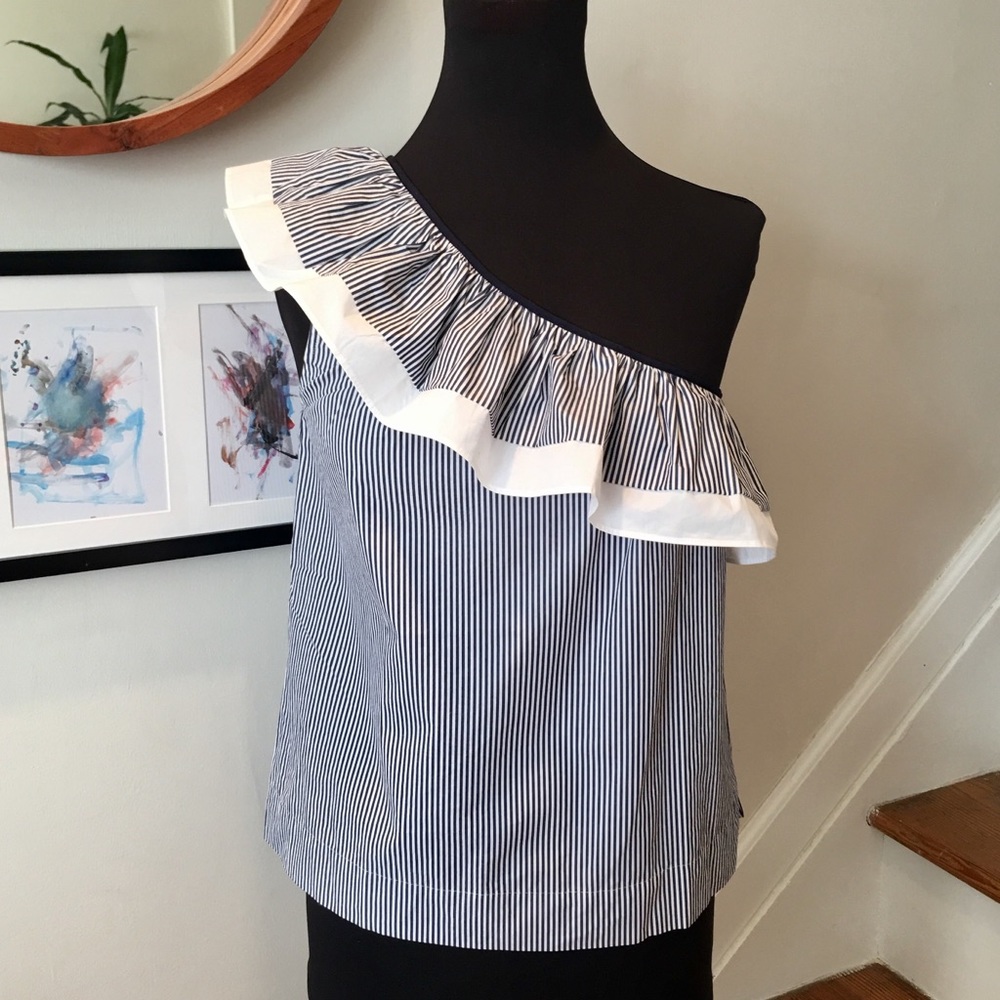 NWT J.Crew Ruffled One Shoulder Tank